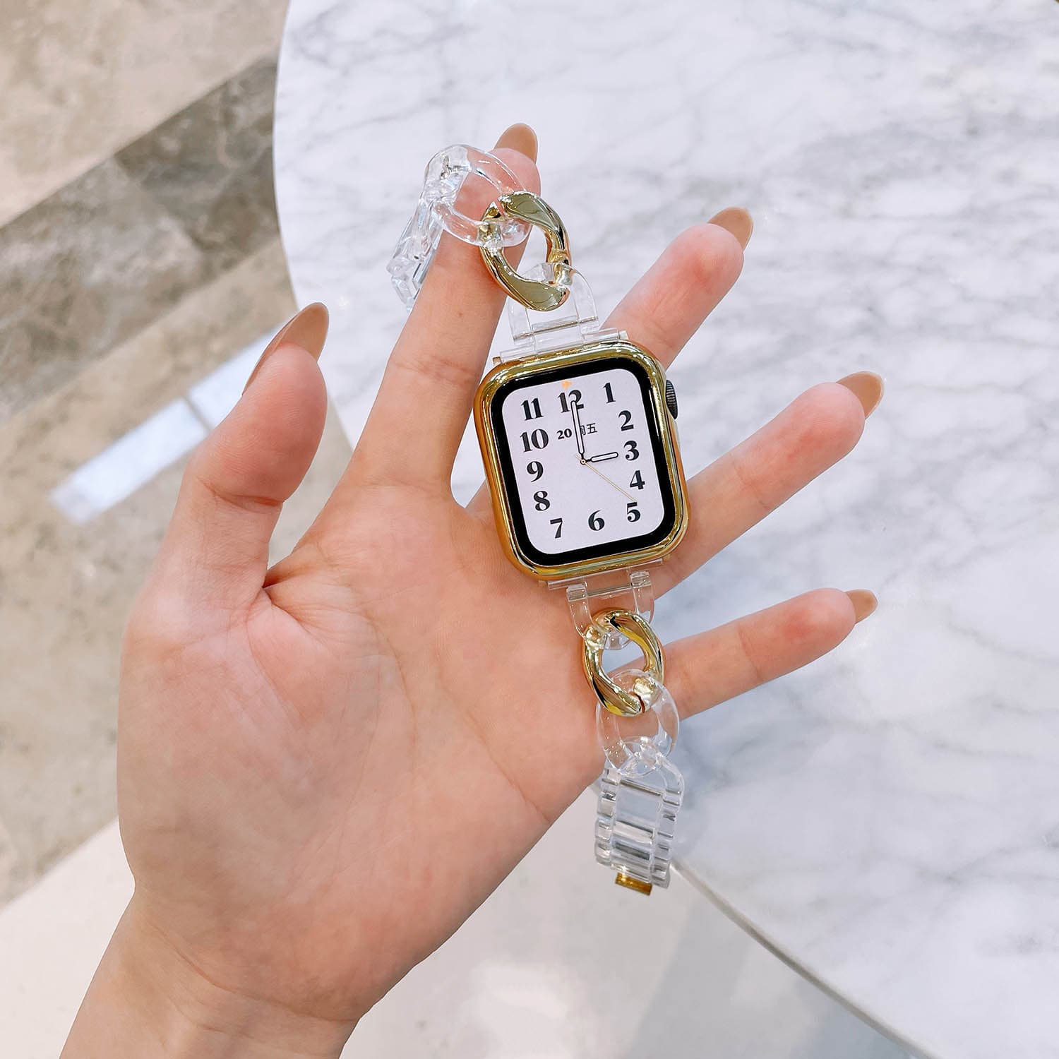 Strap Glacier Transparent Stitching Resin And Metal