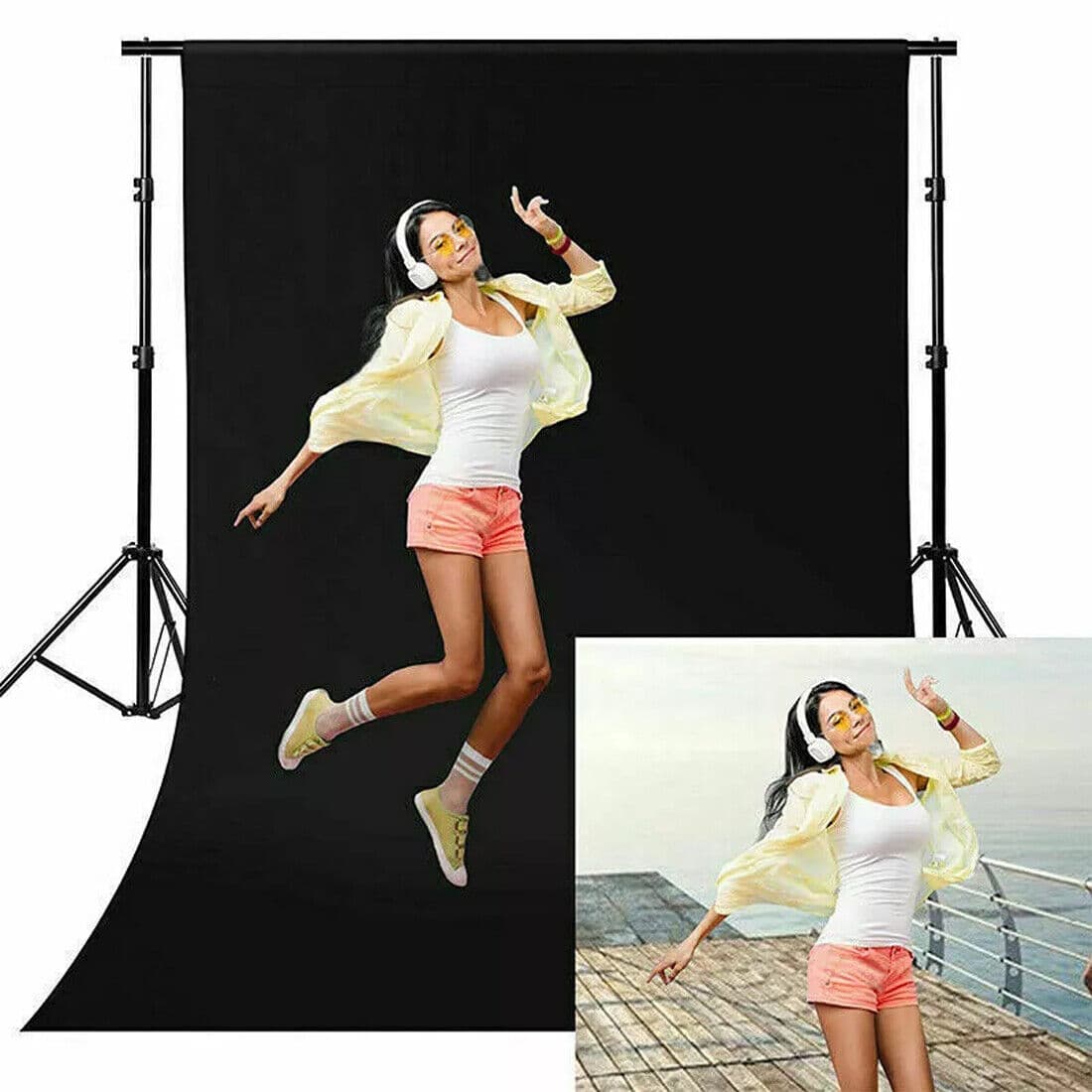 Photography Backdrop Photo Background Fabric Screen Studio 2X3M  Colors UK-Black Style