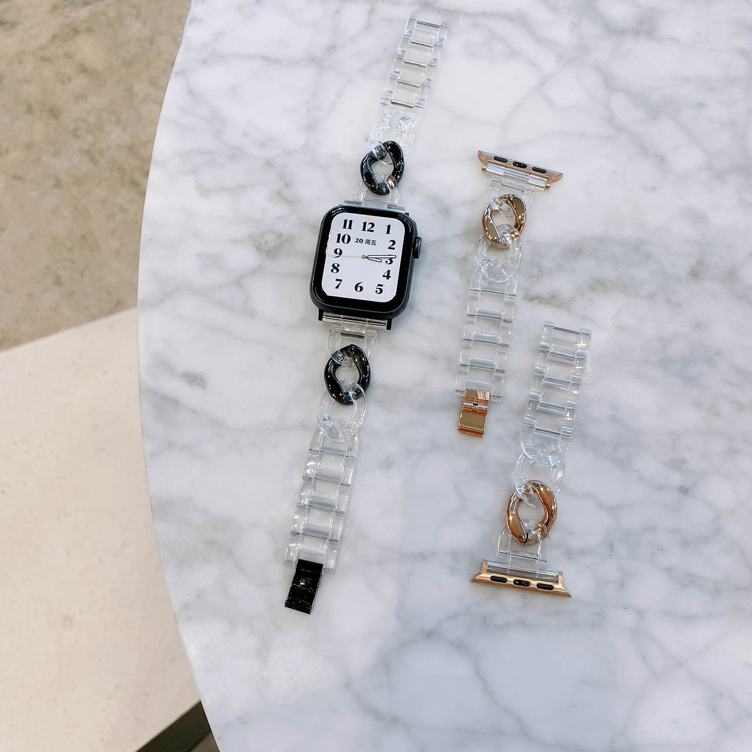 Strap Glacier Transparent Stitching Resin And Metal