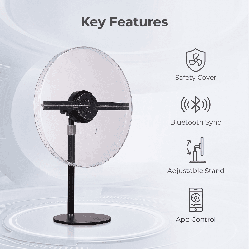 Wiilala Disesktop 3D Hologram Fan 3D Circle App Hologram Advertising Display HD Lights 11.81  WiFi Holographic LED Fan Creative Advertising Design Store Sign