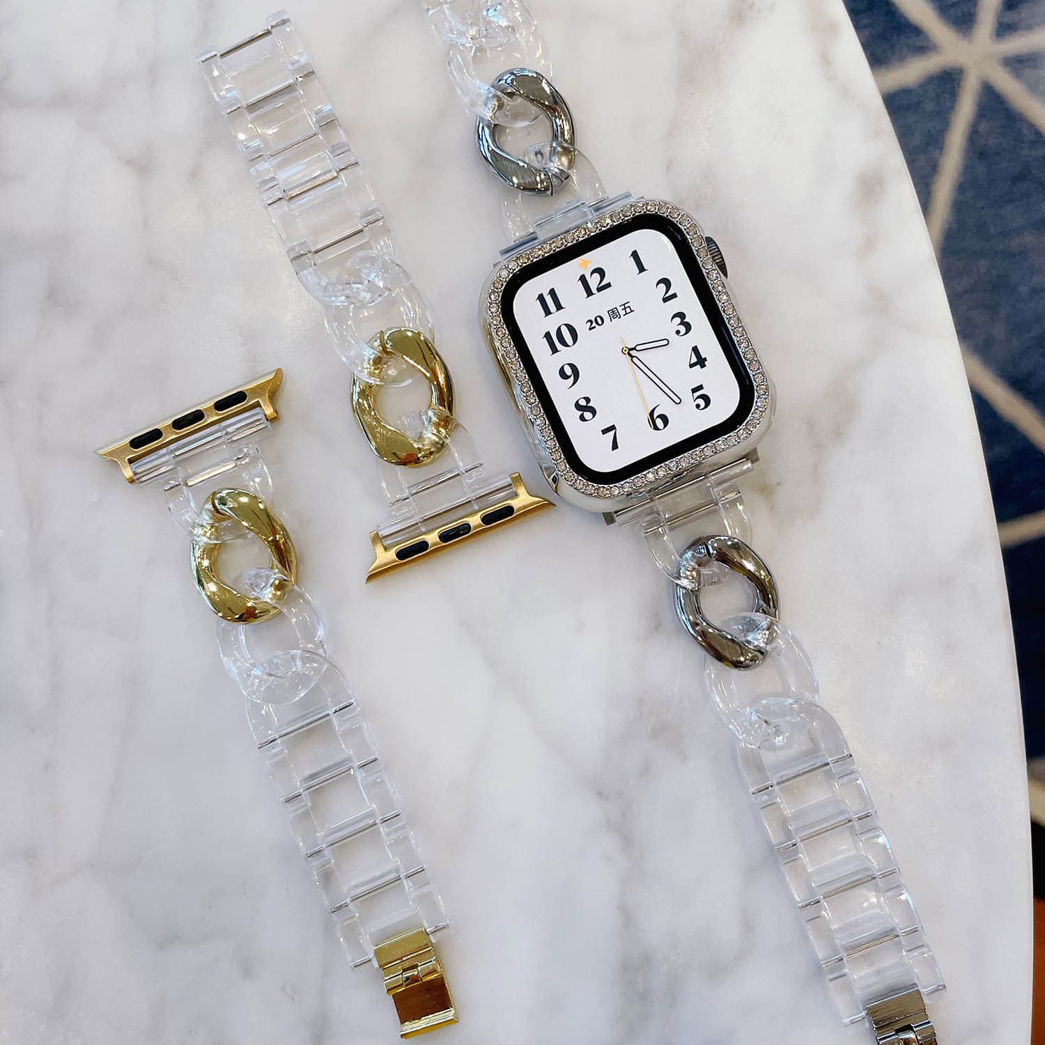 Strap Glacier Transparent Stitching Resin And Metal