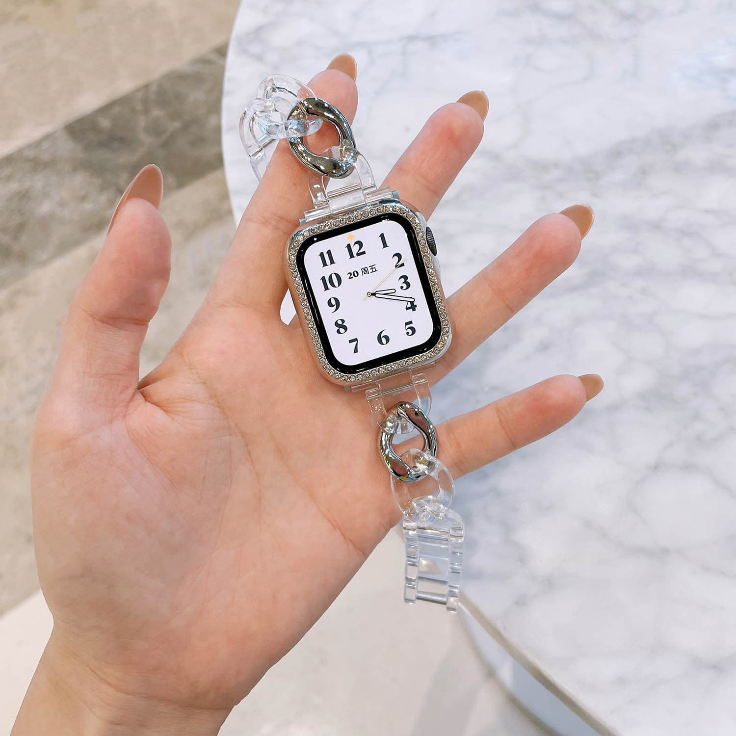Strap Glacier Transparent Stitching Resin And Metal