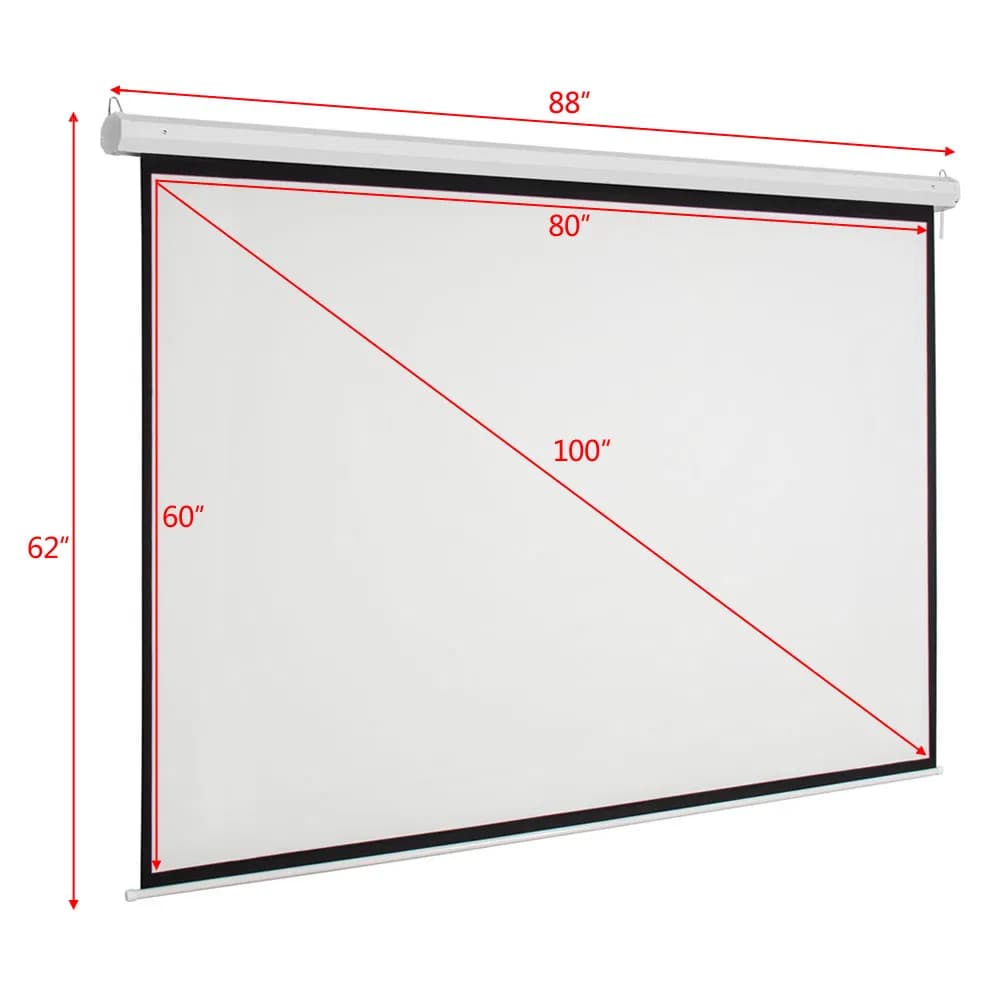100" 4:3 80" x 60" Viewing Area Motorized Projector Screen with Remote Control Matte White