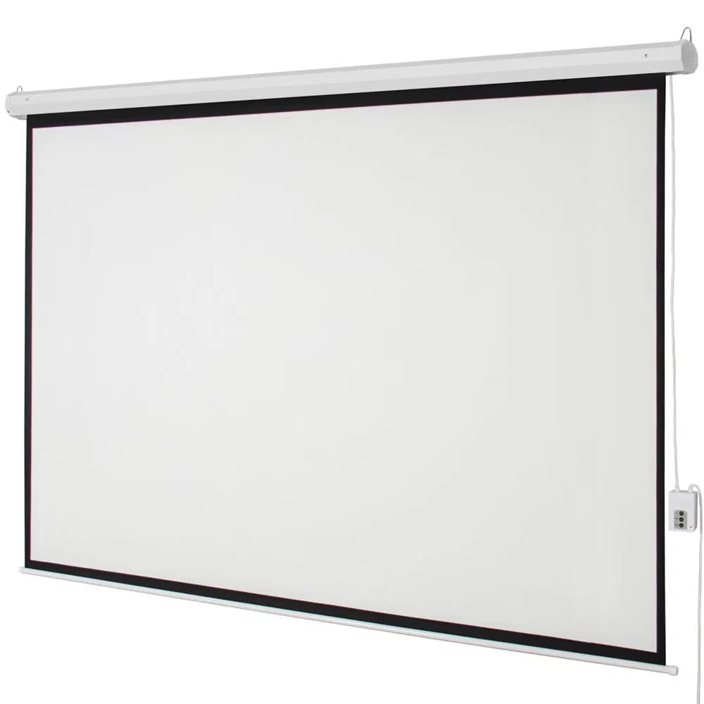 100" 4:3 80" x 60" Viewing Area Motorized Projector Screen with Remote Control Matte White
