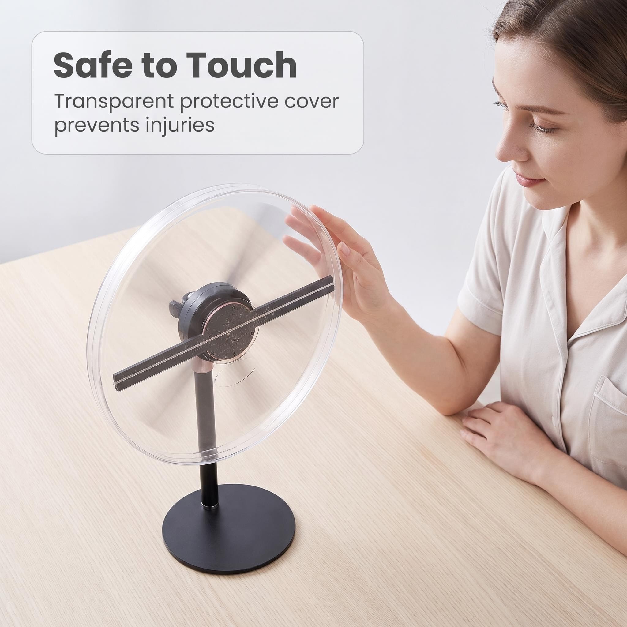 Wiilala Disesktop 3D Hologram Fan 3D Circle App Hologram Advertising Display HD Lights 11.81  WiFi Holographic LED Fan Creative Advertising Design Store Sign