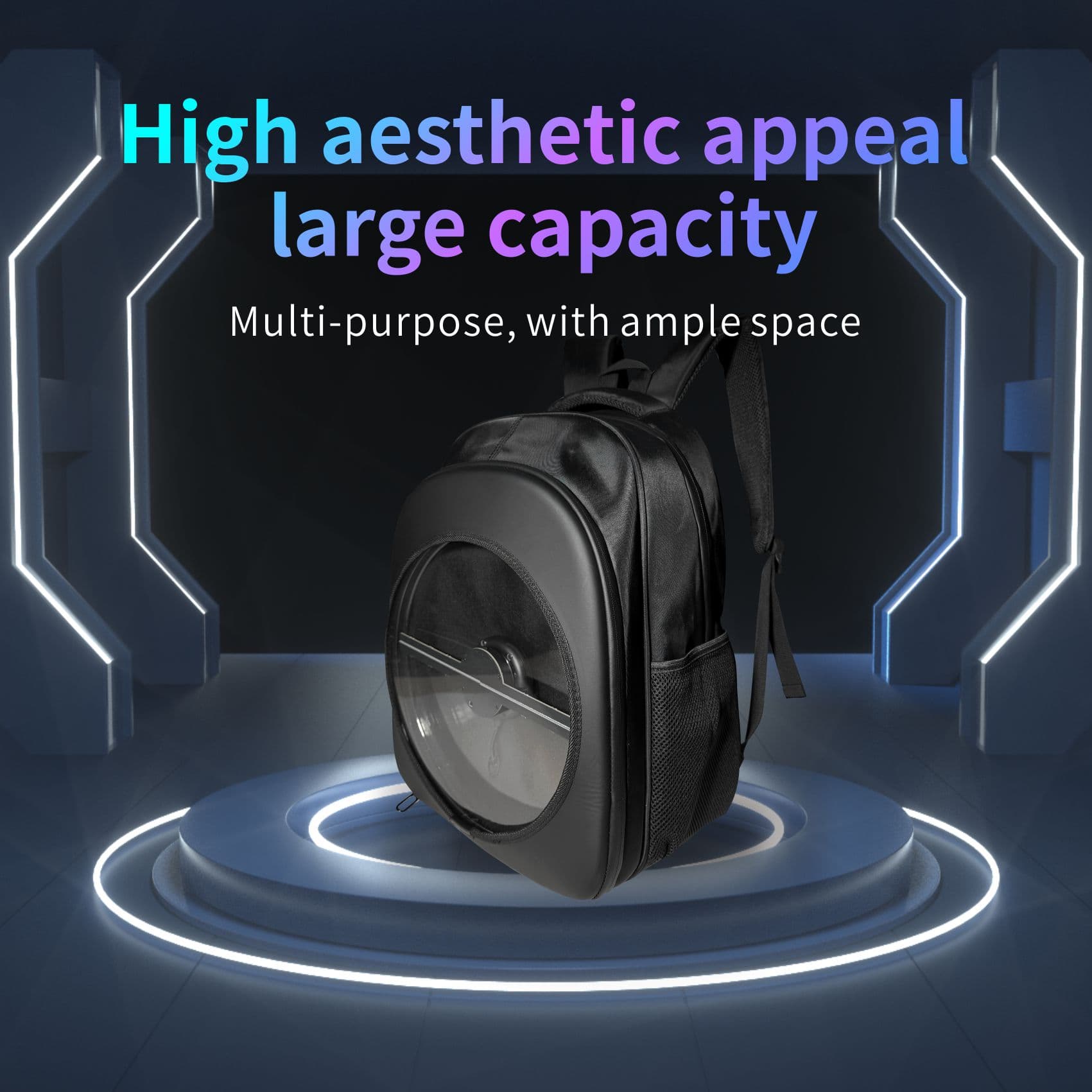Wiilala Cross-border 3D Holographic Backpack Mobile Outdoor Advertising Display Stereoscopic Projection 3D Holographic Backpack, Supports Content Replacement Via Mobile AppSupports 5V3A Power Bank