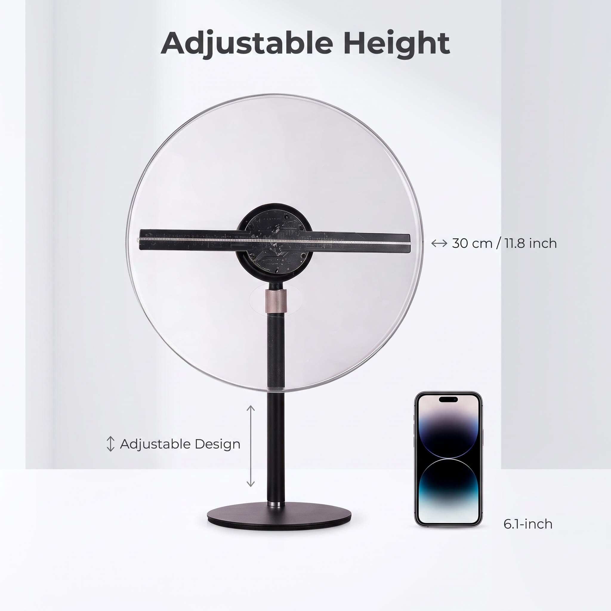 Wiilala Disesktop 3D Hologram Fan 3D Circle App Hologram Advertising Display HD Lights 11.81  WiFi Holographic LED Fan Creative Advertising Design Store Sign