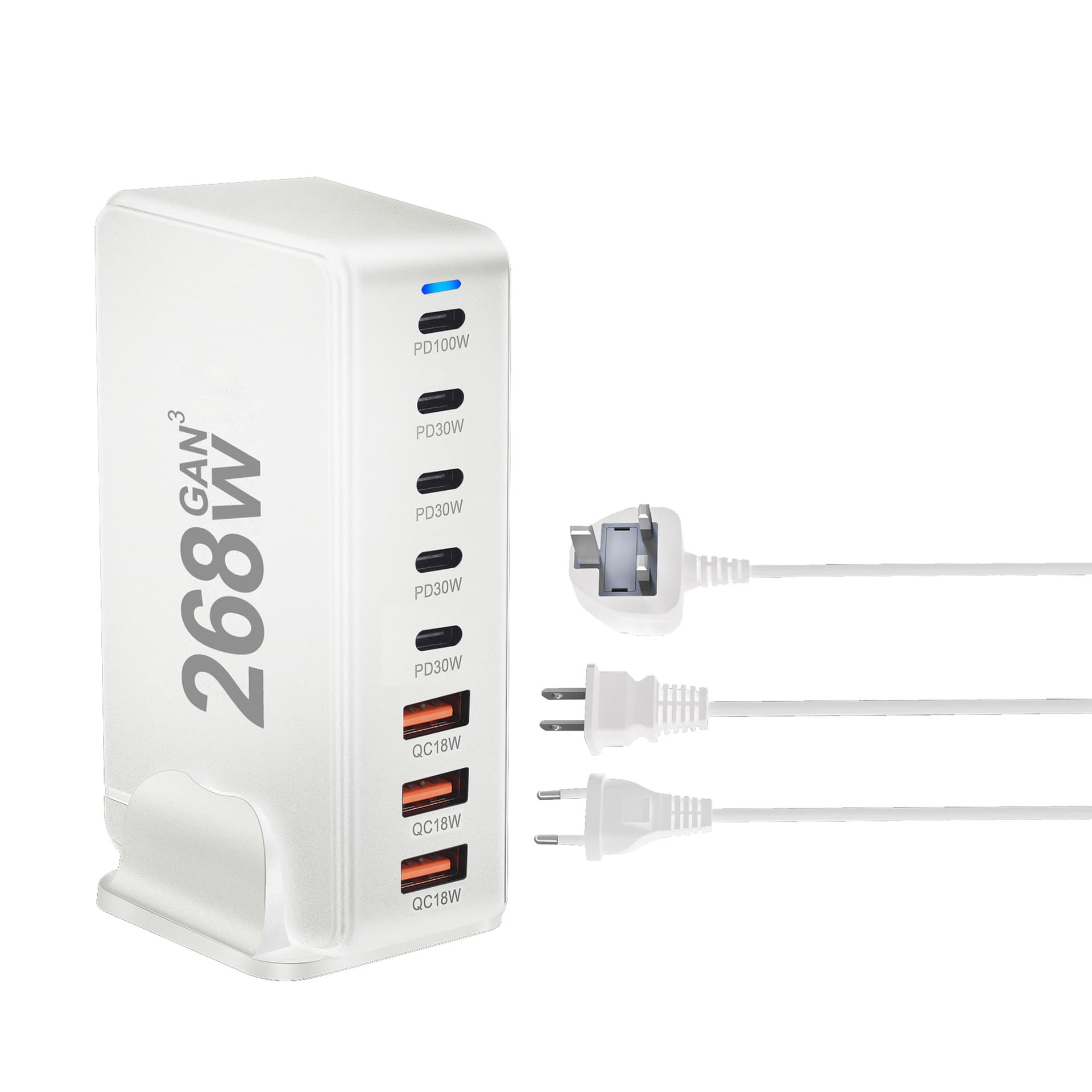 268W Gallium Nitride PD ChargerMulti-functional Desktop 5 C3A New 8-port Adapter
