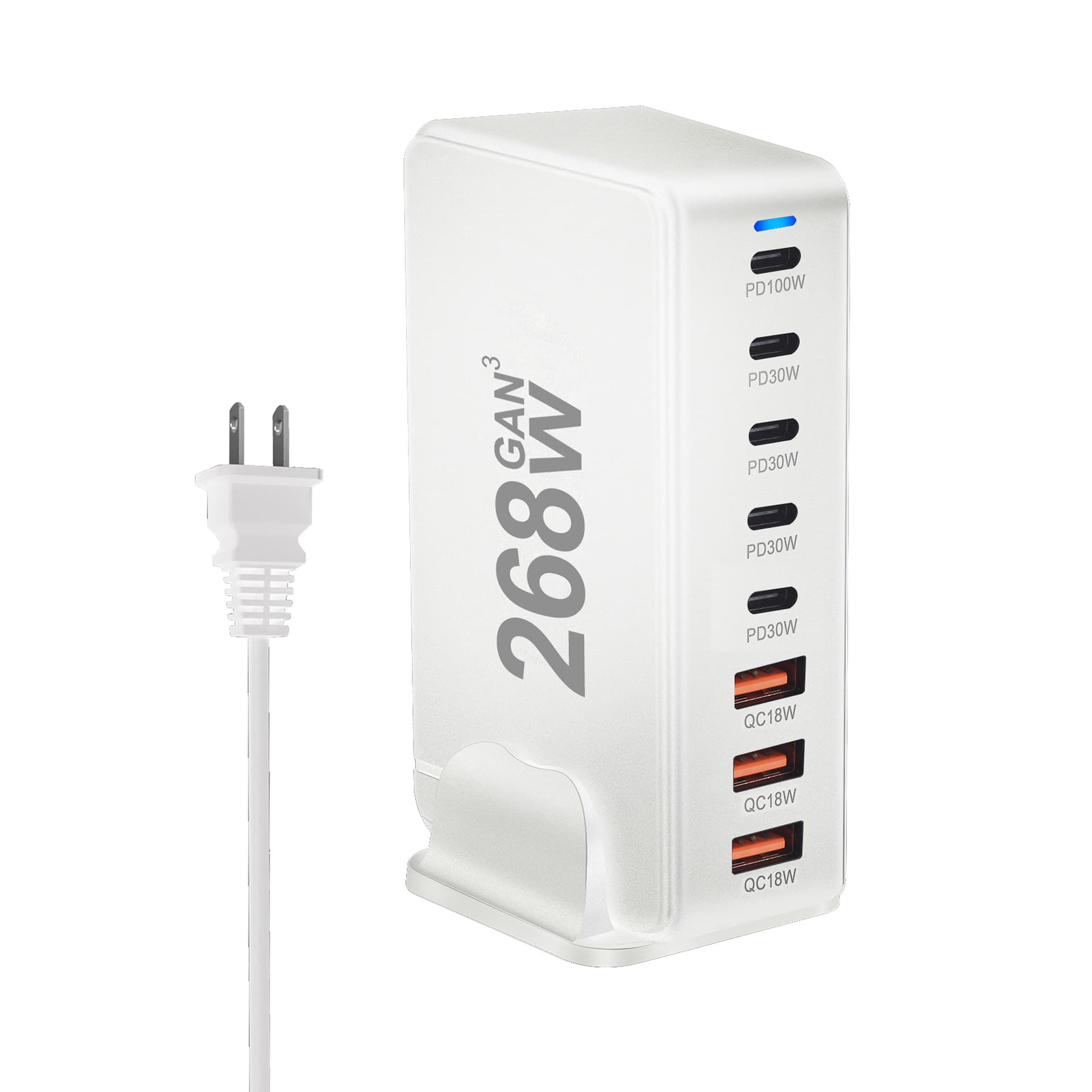 268W Gallium Nitride PD ChargerMulti-functional Desktop 5 C3A New 8-port Adapter